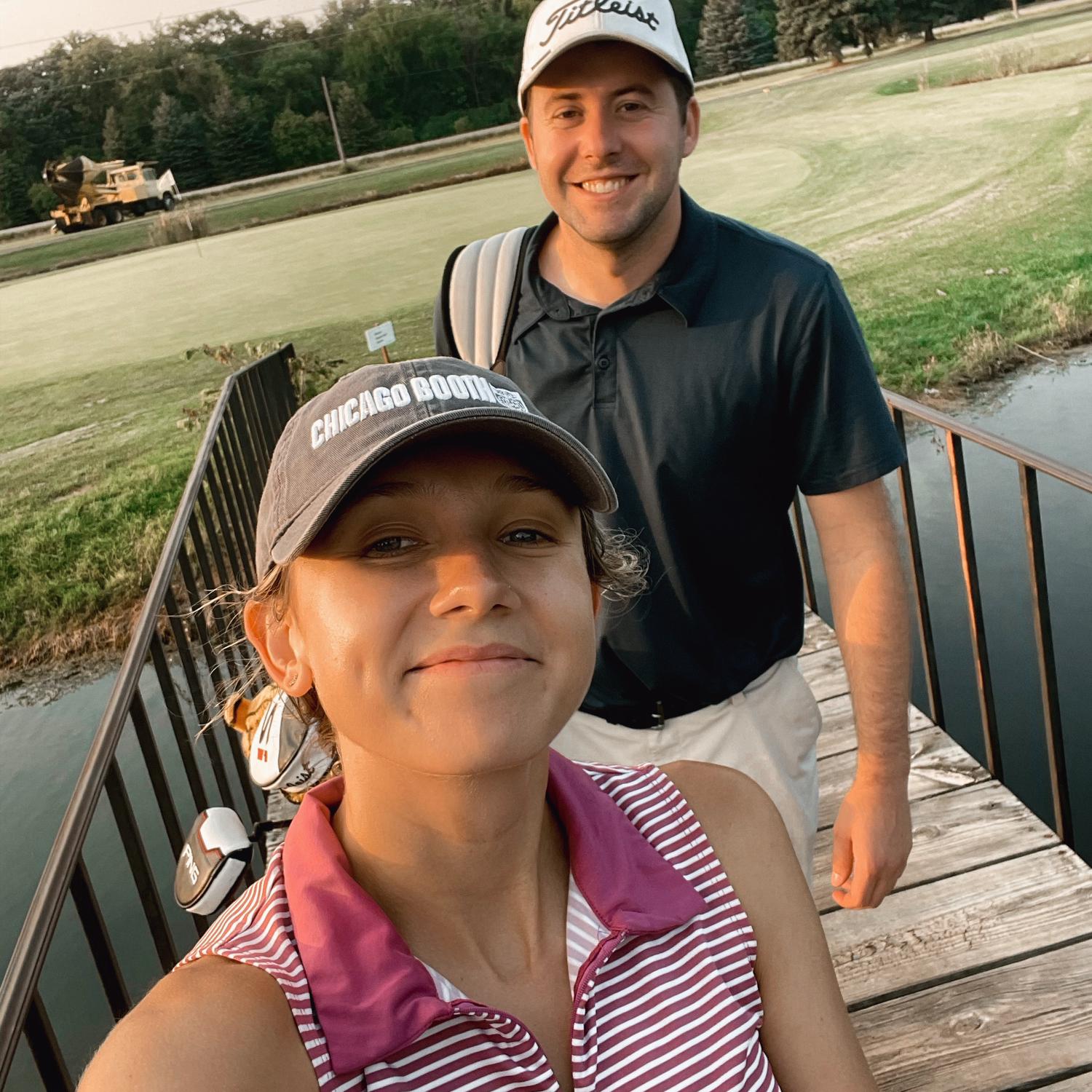 The first (and only) time Halle beat Matt on a hole