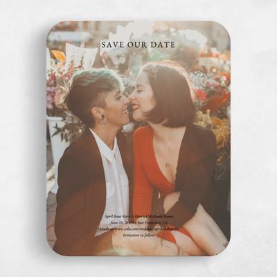 Green Rounded Wedding Save the Date - Essenza Portrait