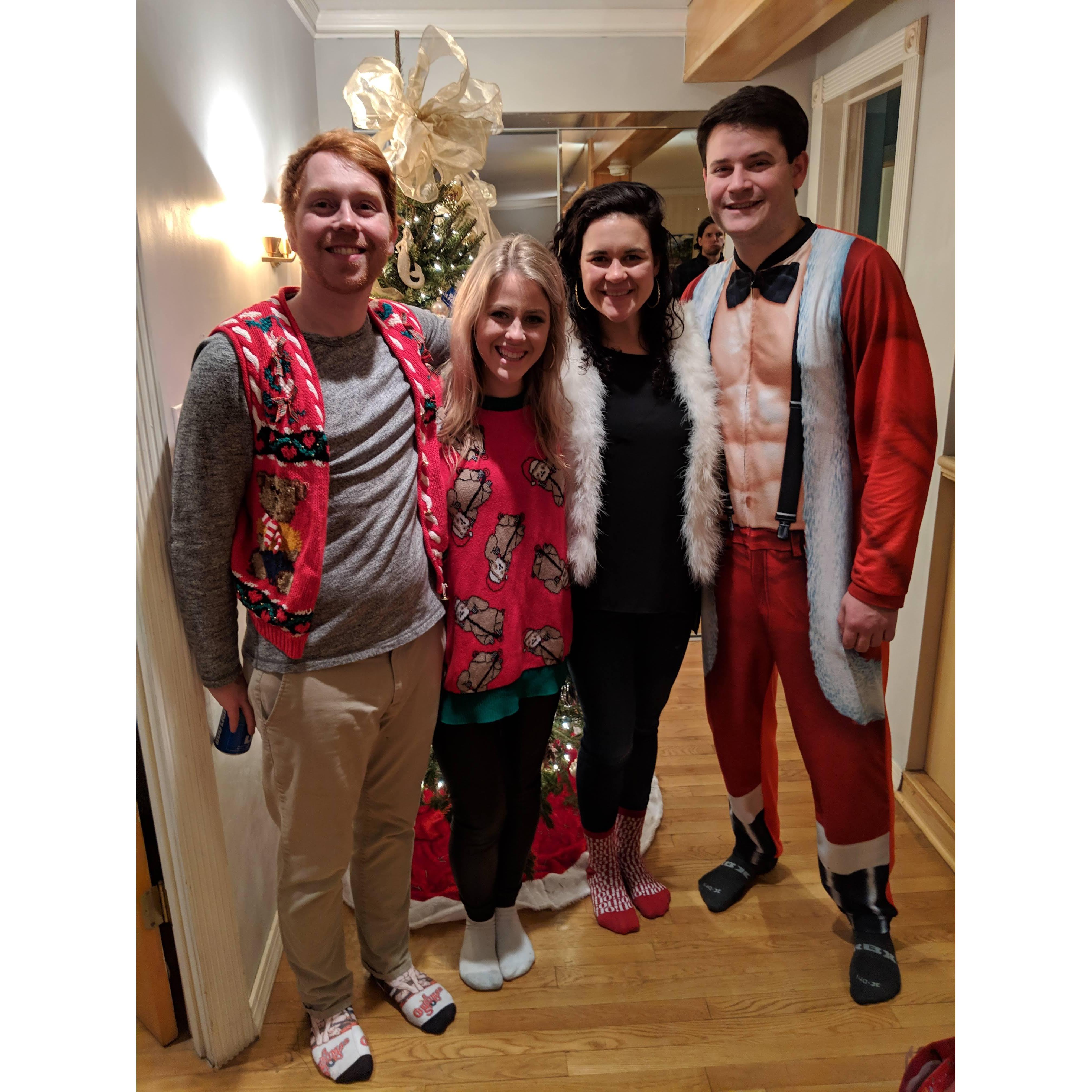 Celebrating with Jessica and Michael at our annual Holiday Hoopla, party.