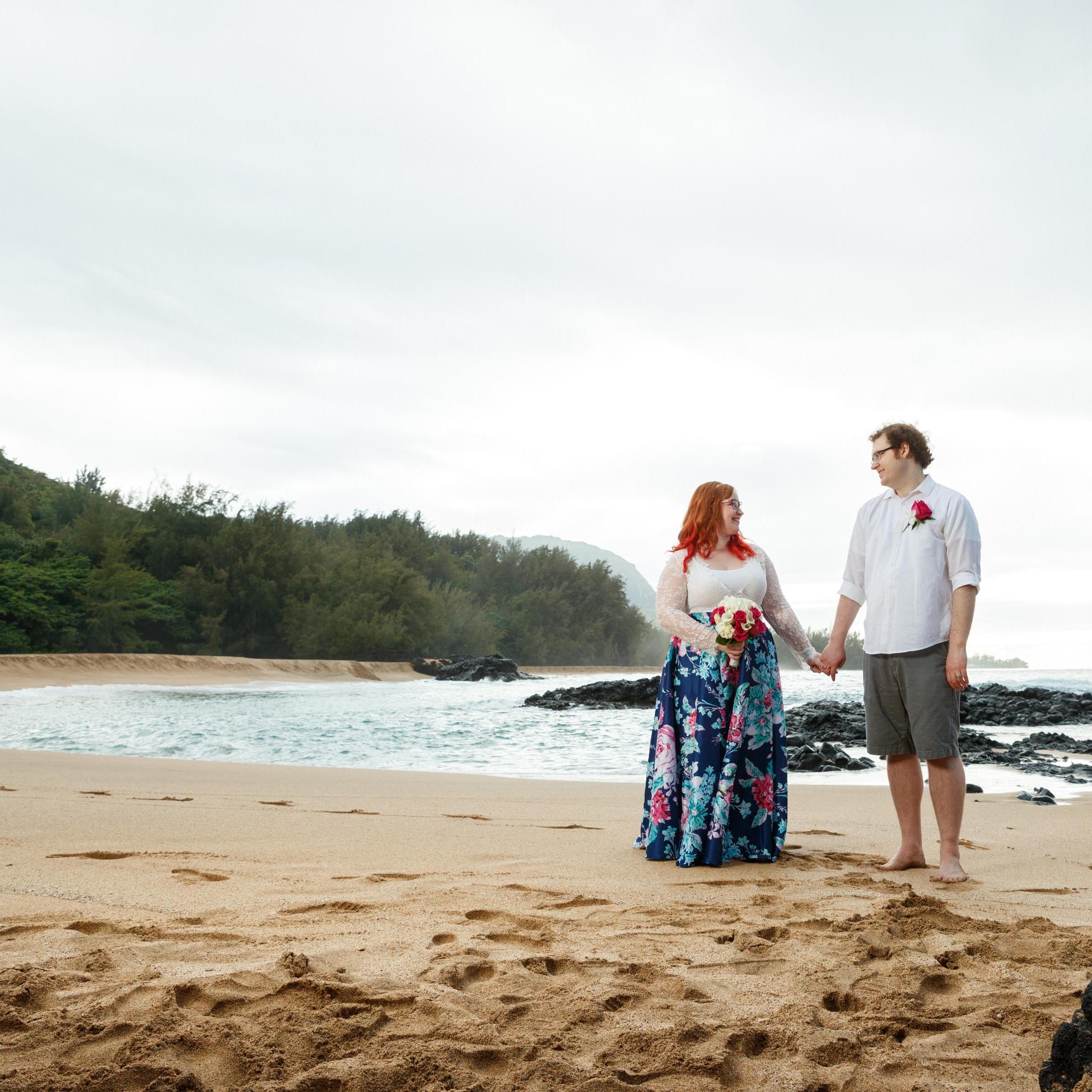 Our wedding at Lumahai Beach, Kauai, Hawaii, US.
