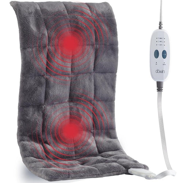 Massaging Heating Pad for Back Pain Relief, 12"x24" Weighted Heating Pads for Neck/Shoulder/Leg with Massager 2.86Lbs Electric Heated Pad,3 Heat Levels,3 Vibration Settings(Grey)