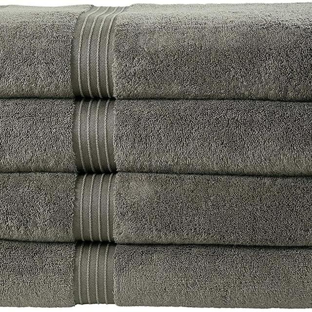 Bliss Casa Bath Towels (4 Pack) 27 x 54 Inch Premium Quality Combed Cotton Luxury Towels Set Highly Absorbent, Quick Dry and Soft Feel Bathroom Towels (Dark Gray)