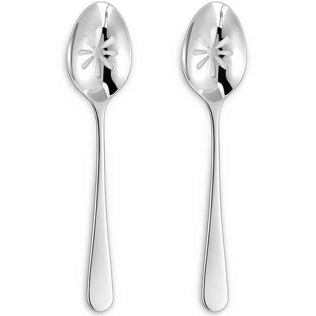 KEAWELL Premium Louise 9" Serving Spoon Set – 18/10 Stainless Steel - Uniting Elegance and Durability - Exquisite Serving Utensils for Parties (Slotted Spoon)