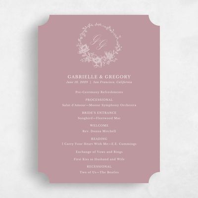 Pink Ticket Wedding Program - Magnolia