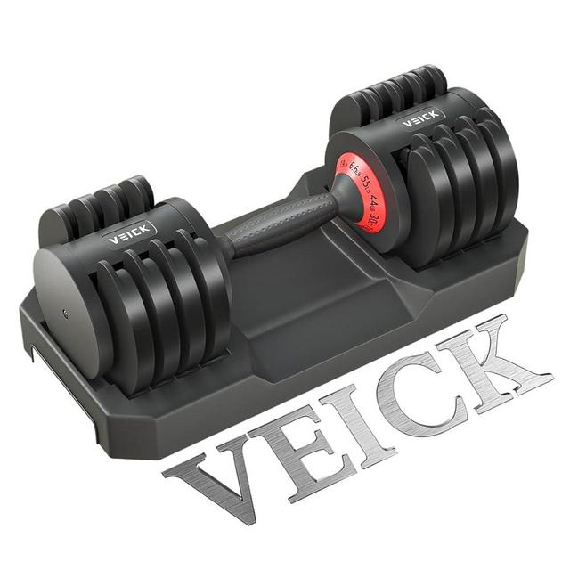 VEICK Adjustable Dumbbell Set, 5 in 1 Free Dumbbell for Men and Women, Black Dumbbell for Home Gym, Full Body Workout Fitness, Fast Adjust by Turning Handle (25/55 LB)