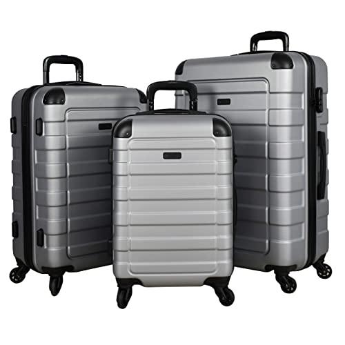 Travel “Prime” 3-Piece Hardside Spinner Luggage Set (Silver)
