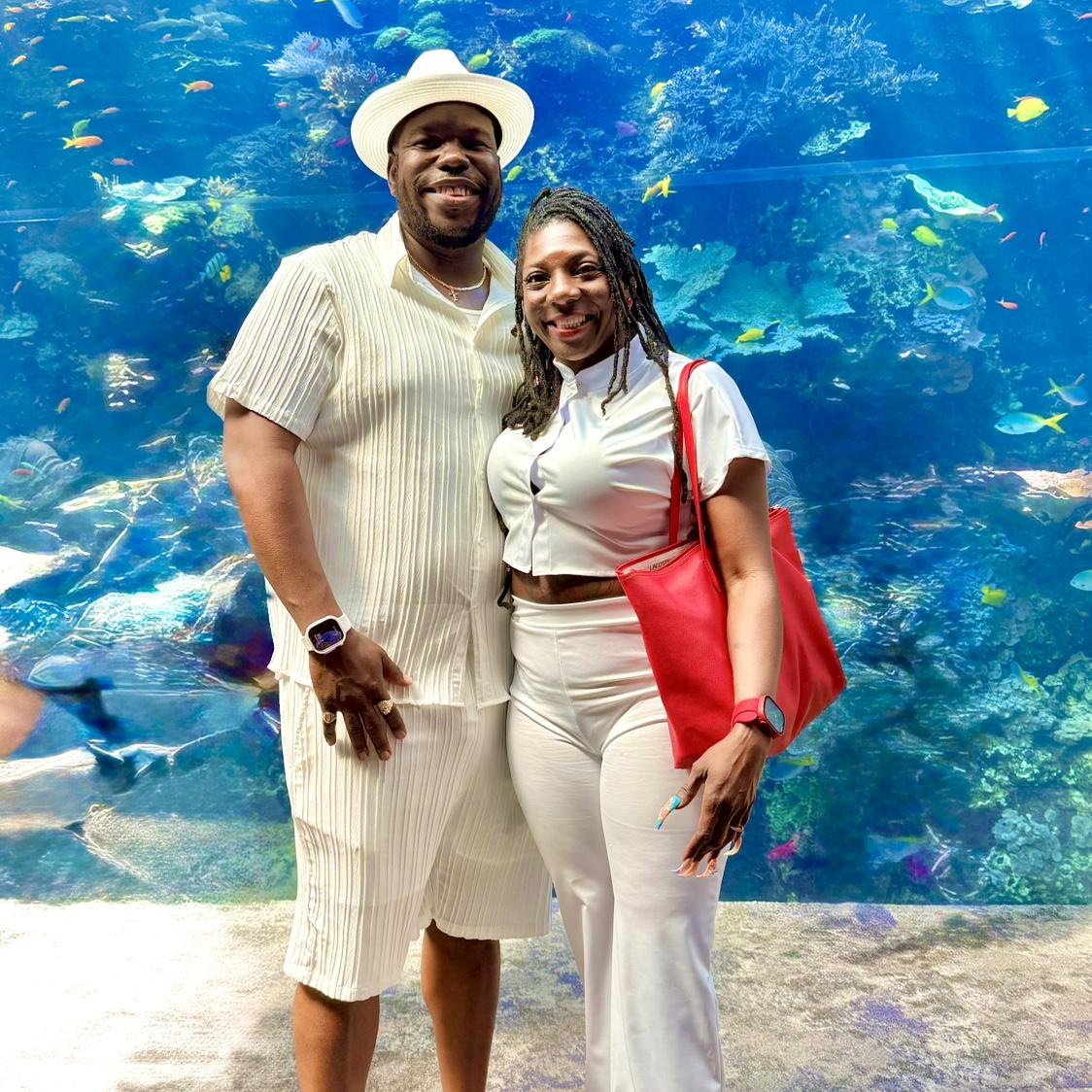 1st visit to the Georgia Aquarium together. This tank behind us is enormous