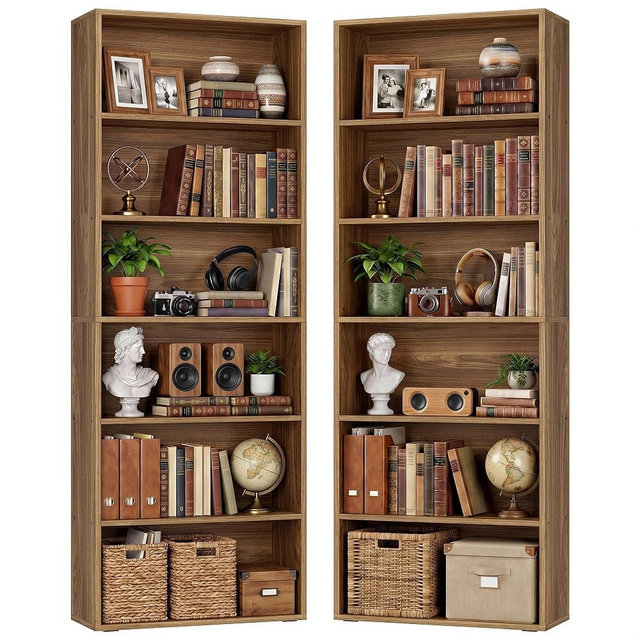IRONCK Bookshelves and Bookcases Set of 2 Floor Standing 6 Tiers Display Storage Shelves 70 in Tall Bookcase Home Decor Furniture for Home Office, Living Room, Bed Room