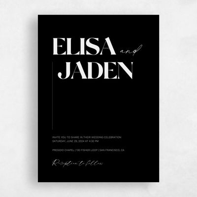 Black Wedding Invitation - Carlisle Type