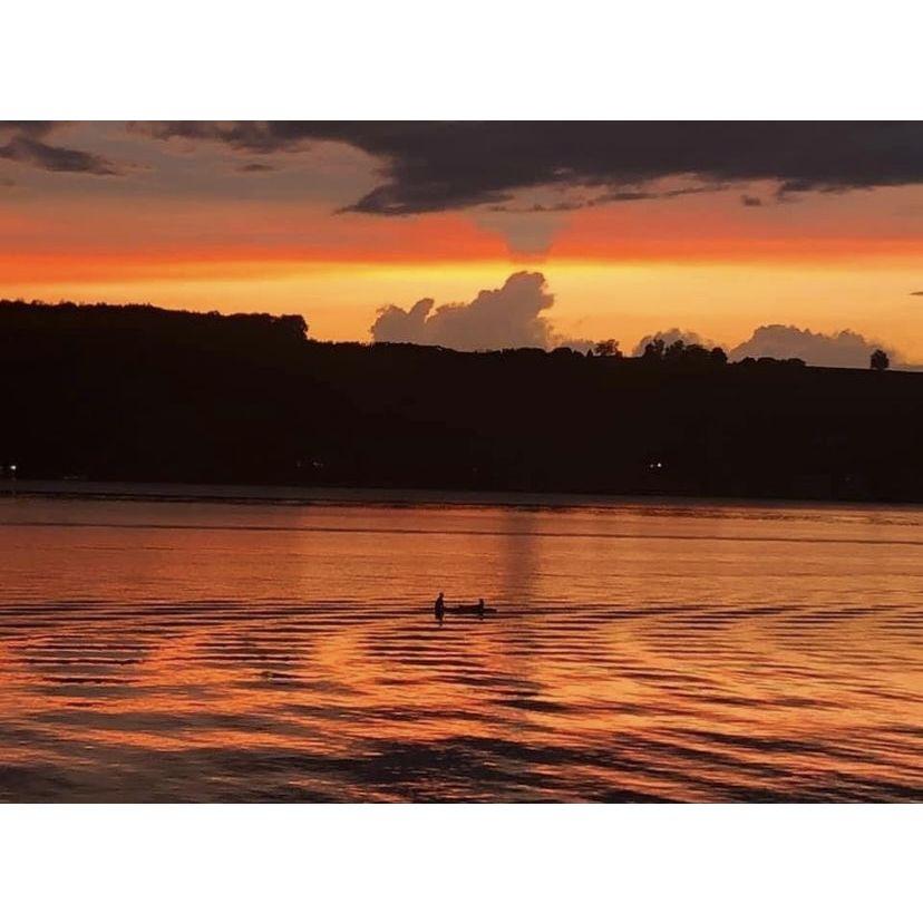 Paddle boarding at sunset, Keuka Lake.