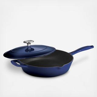 Gourmet Enameled Cast Iron Covered Skillet