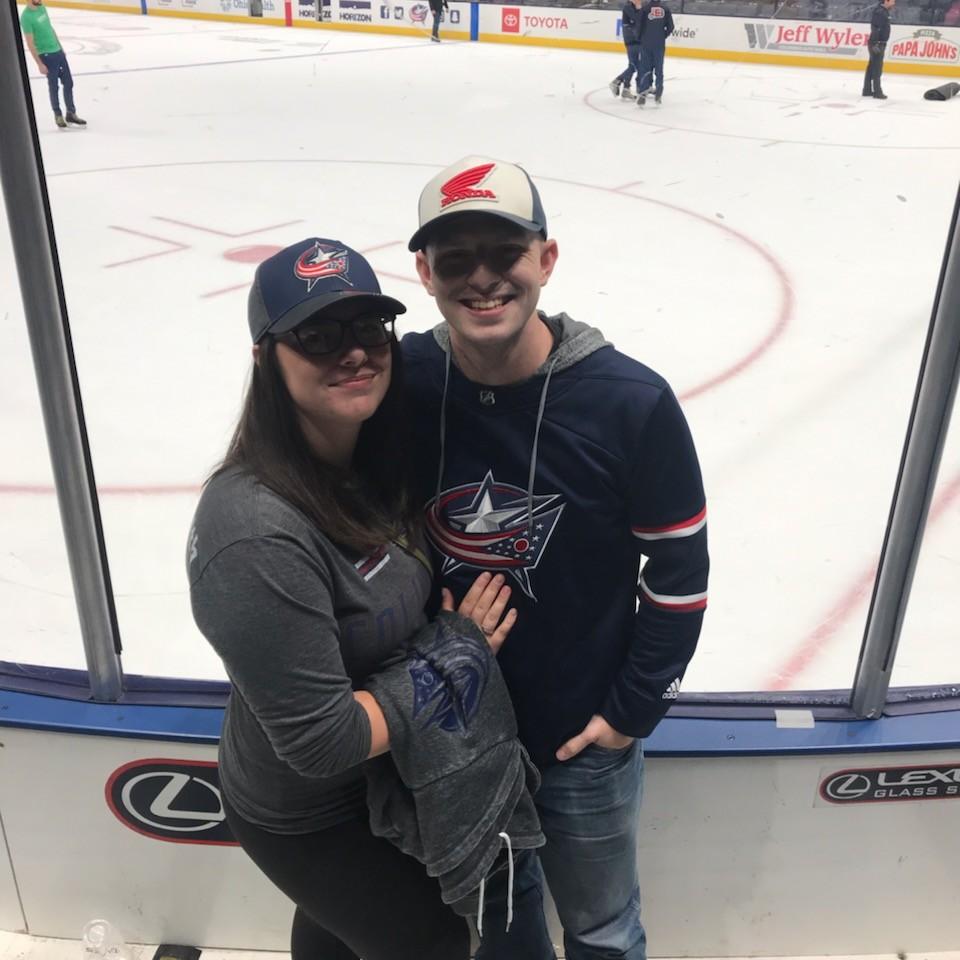 Having a great time at a Columbus Blue Jackets game!