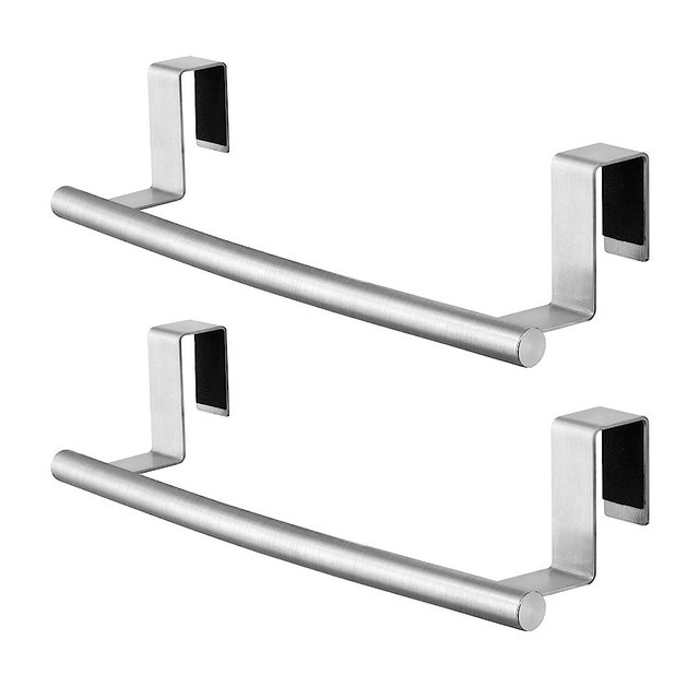 KES Over The Cabinet Door Towel Rack, Kitchen Towel Holder, Over The Cabinet Door Kitchen Towel Bar SUS304 Stainless Steel 2 Pack Brushed Finish, KTH200S26-2-P2