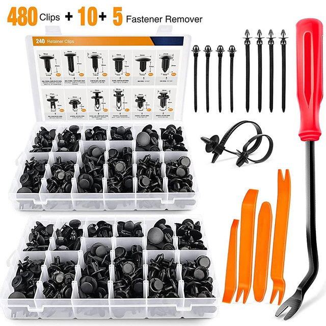 GOOACC 480PCS Bumper Retainer Clips with Fastener Remover Car Plastic Rivets Fasteners Push Retainer Kit -Door Trim Panel Clips for Toyota GM Ford Honda Acura Chrysler