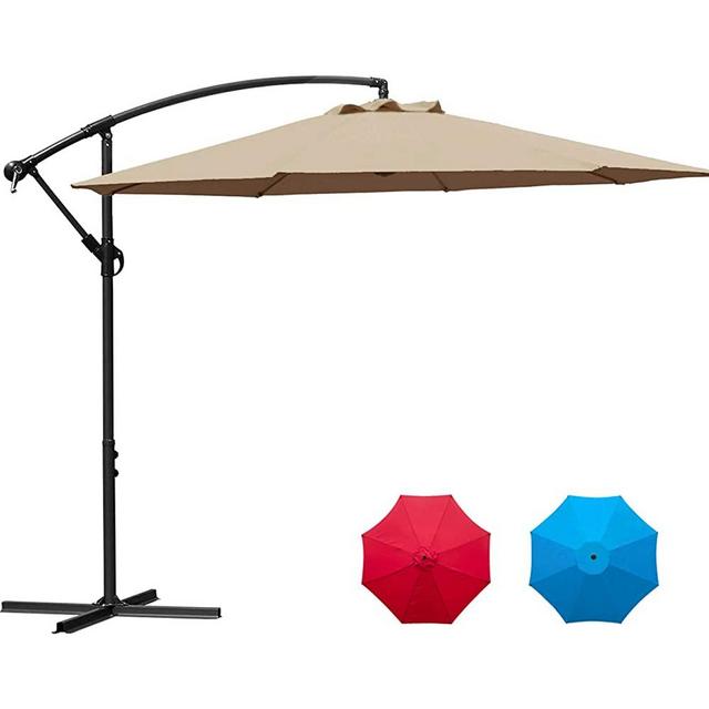 Sunnyglade 10Ft Outdoor Adjustable Offset Cantilever Hanging Patio Umbrella (Tan)