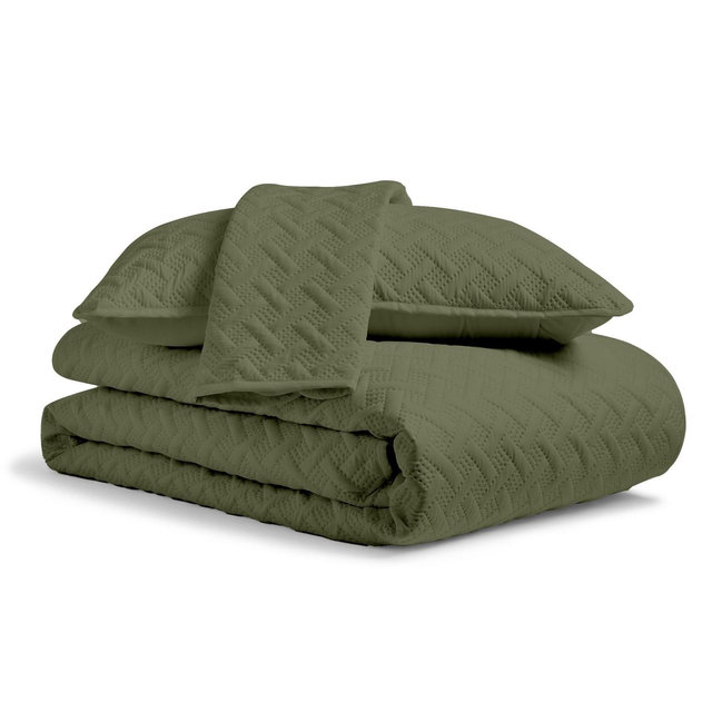 Cosy House Collection Luxury Rayon Derived from Bamboo 3-Piece Quilt Set - Sage Green, Full/Queen