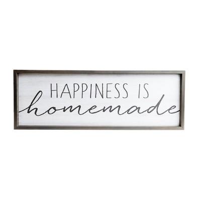 13"x37" Happiness is Homemade Rustic Wood Framed Wall Art White - Patton Wall Decor