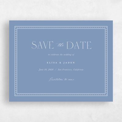 Blue Typography Wedding Save the Date - Calidore Landscape