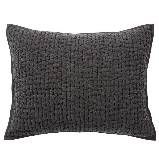 Stonewashed Pickstitch Cotton Sham, Standard, Shale