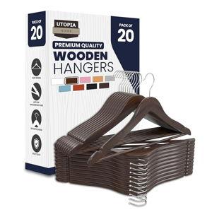 Utopia Home Premium Wooden Hangers 20 Pack - Durable & Slim Coat Hanger - Suit Hanger with 360-Degree Rotatable Hook - Wood Hangers with Shoulder Grooves (Vintage Color)