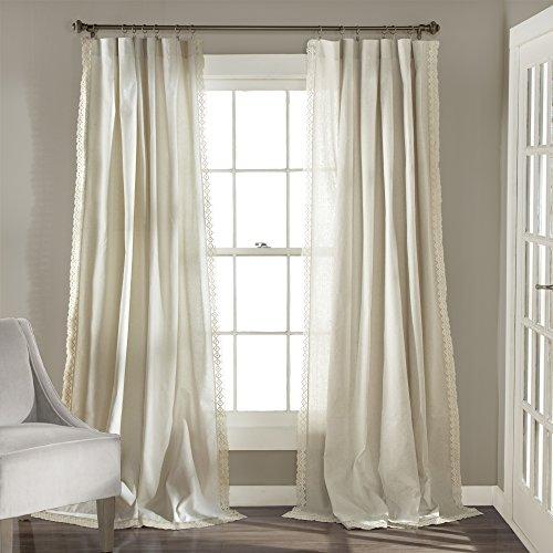 Lush Decor Rosalie Window Curtains Panel Set for Living, Dining Room, Bedroom (Pair), 95" x 54", Ivory