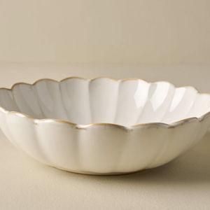 Cream Scalloped Serving Bowl