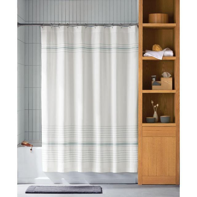 Haven™ 72-Inch x 86-Inch Chambray Stripe Organic Cotton Shower Curtain in Sky Grey
