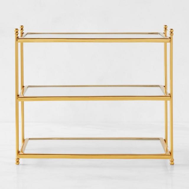 Antique Brass and Glass 3-Tiered Stand
