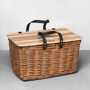 Willow Picnic Basket with Wooden Lid - Natural - Hearth & Hand™ with Magnolia