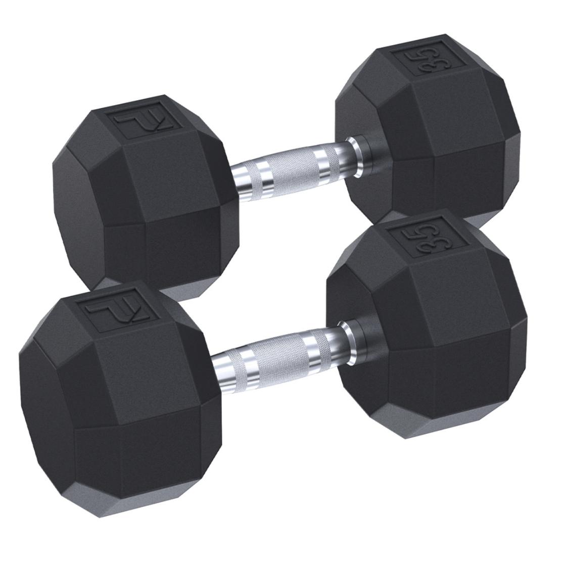 35lb Rubber Octagonal Dumbbell Pair