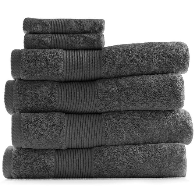 Hearth & Harbor Bath Towels for Bathroom - 100% Ring Spun Cotton Luxury Bathroom Towels - Ultra Soft & Highly Absorbent, Bath Towels Set of 6 - Dark Gray