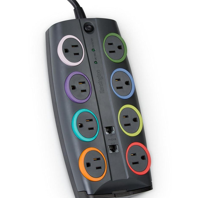 Kensington SmartSockets 8-Outlet, 8-Foot Cord, & 3090 Joules Premium Surge Protector (K62691NA) Gray