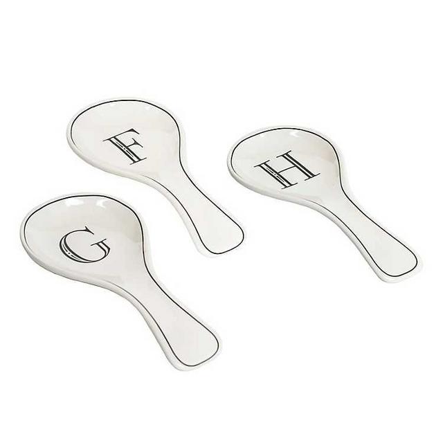 "A" Black and white monogram spoon rest
