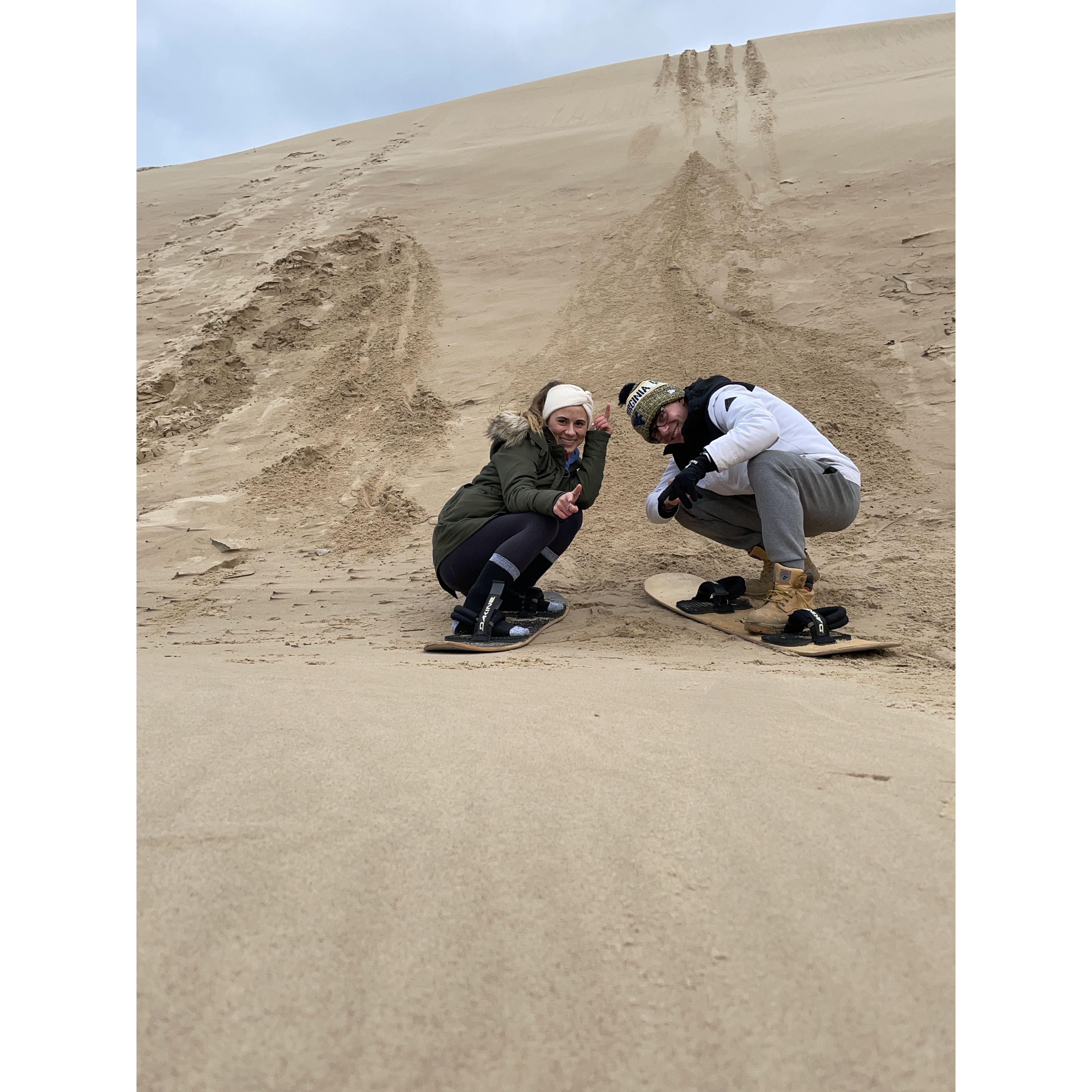 Sand boarding in Michigan December, 2021
