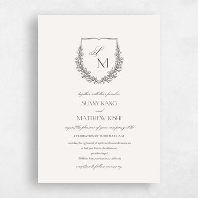 Light Oatmeal, Beige Wedding Invitation - Oakdale Portrait