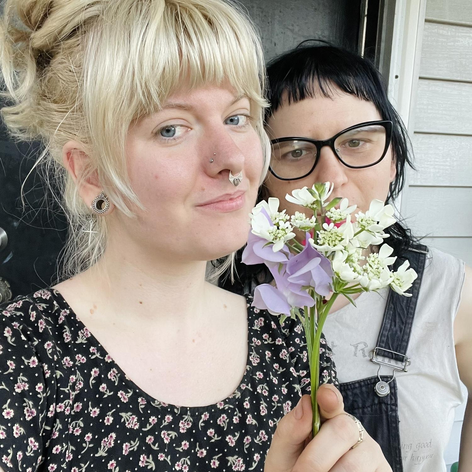 Our first bouquet of cut flowers from our first garden together in 2023 in Milwaukie, Oregon.