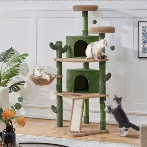 YAHEETECH 66-in Cactus Cat Tree, Green/Brown - Chewy.com