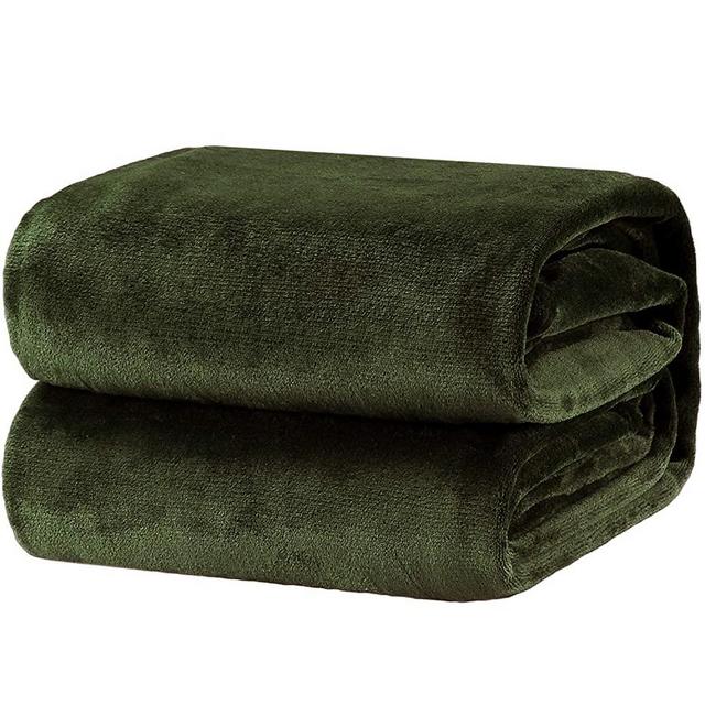 Bedsure Fleece Blanket Queen Size Olive Green Lightweight Super Soft Cozy Luxury Bed Blanket Microfiber