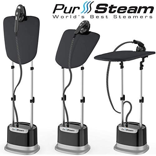 Professional Series Garment Steamer Accessories for Clothes Dual-Pro Iron & Pressurized with Heavy Duty 1800 Watt Power and a Large Water Tank, Built-in Ironing Board and Deluxe Garment Hanger