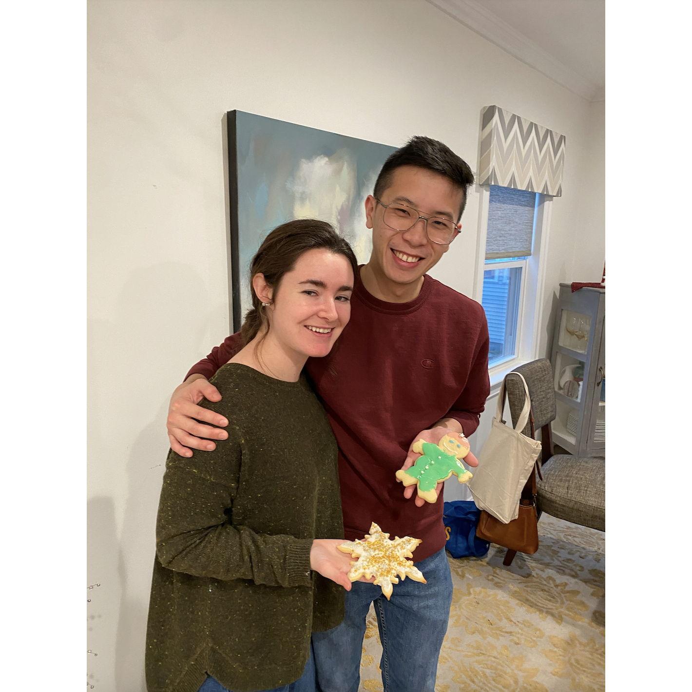 2022 - We decorated Christmas cookies at our friend Eliza’s very first ‘Cookiefest'. Celebrating both Christmas and Hanukkah will be an important part of our future household!