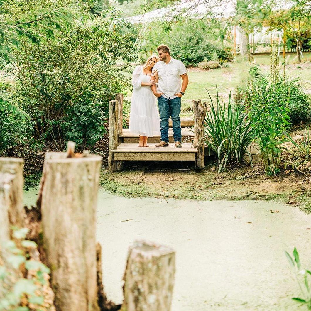 Engagement shoot at the Peconic River Herb Farm
