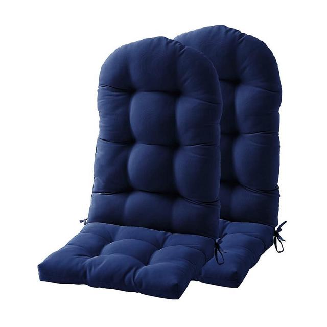 FILUXE Adirondack & Rocking Chair Cushion, High Back Patio Cushions - Waterproof Solid Tufted Pillow, Indoor/Outdoor Pads with Ties, Fade-Resistant & Seasonal All Weather Replacement (Royal Blue, 2)