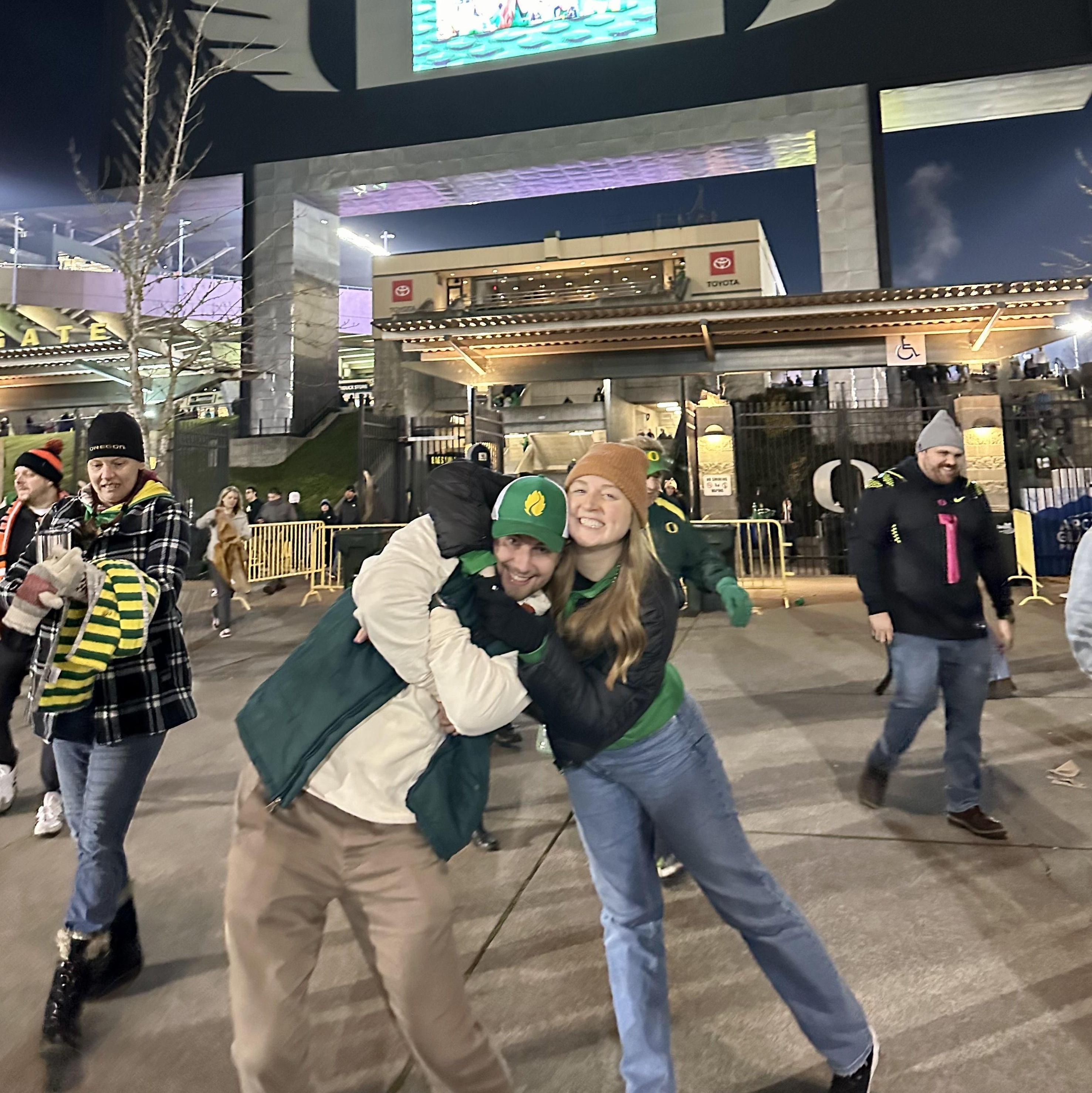 Christina's first trip to Autzen Stadium to see the Ducks in one of their last games in the PAC-12