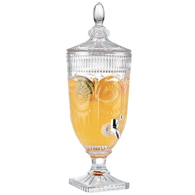 MOLIGOU Glass Beverage Dispenser, 0.8 Gallon Drink Dispenser with Glass Lid and Leak Free Spigot, Wide Mouth Beverage Server for Party, Bar