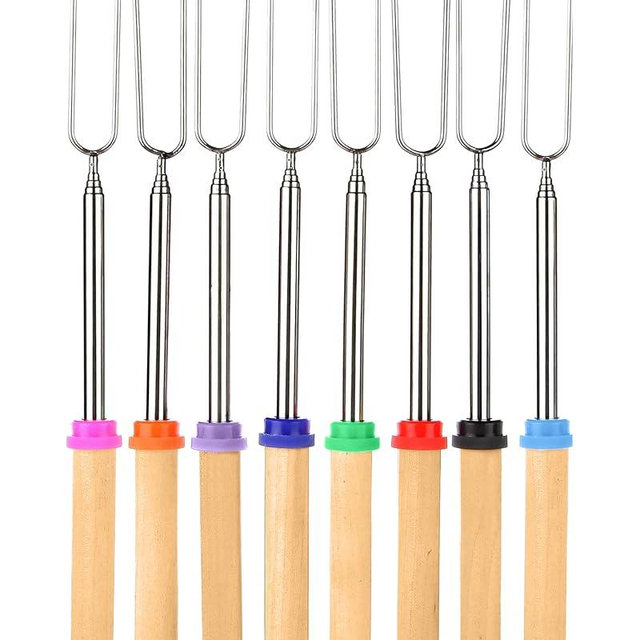 BEARCLAW Smores Sticks for Fire Pit - Accessories for Campfire Marshmallow Roasting Sticks Smores Kit Outdoor-Smore Skewers Hot Dog Fork For Outside, Camping Essentials Bonfire Gear Long 32" 8 Pack