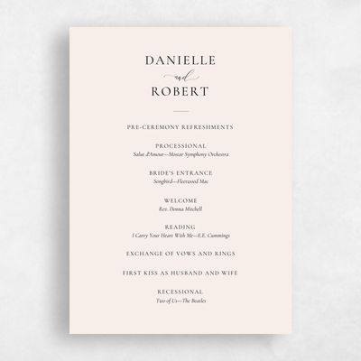 Beige Simple Wedding Program - Barnell