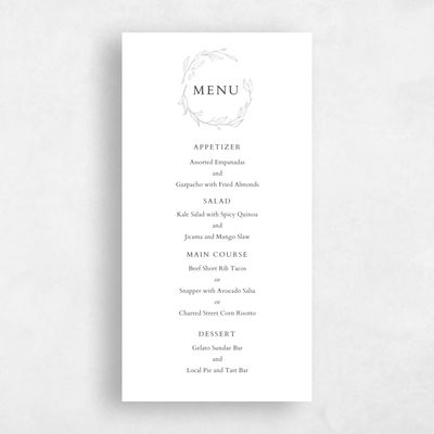White Wedding Menu - Everhart