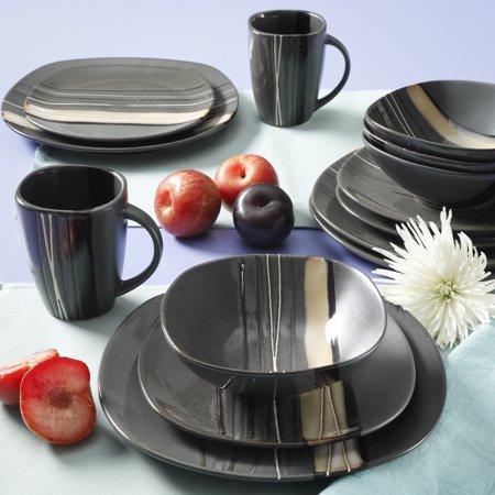 Better Homes & Gardens Bazaar Dinnerware, Gray, Set Of 16