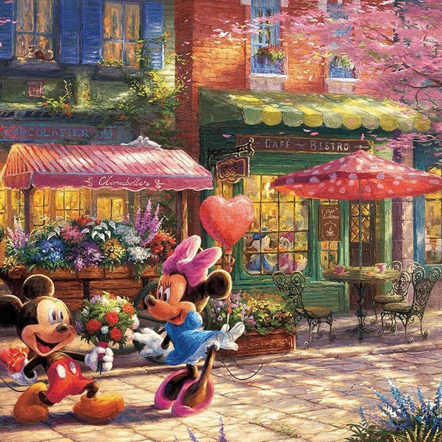 Ceaco - Thomas Kinkade - Disney - Mickey & Minnie Sweetheart Café - 1000 Piece Jigsaw Puzzle