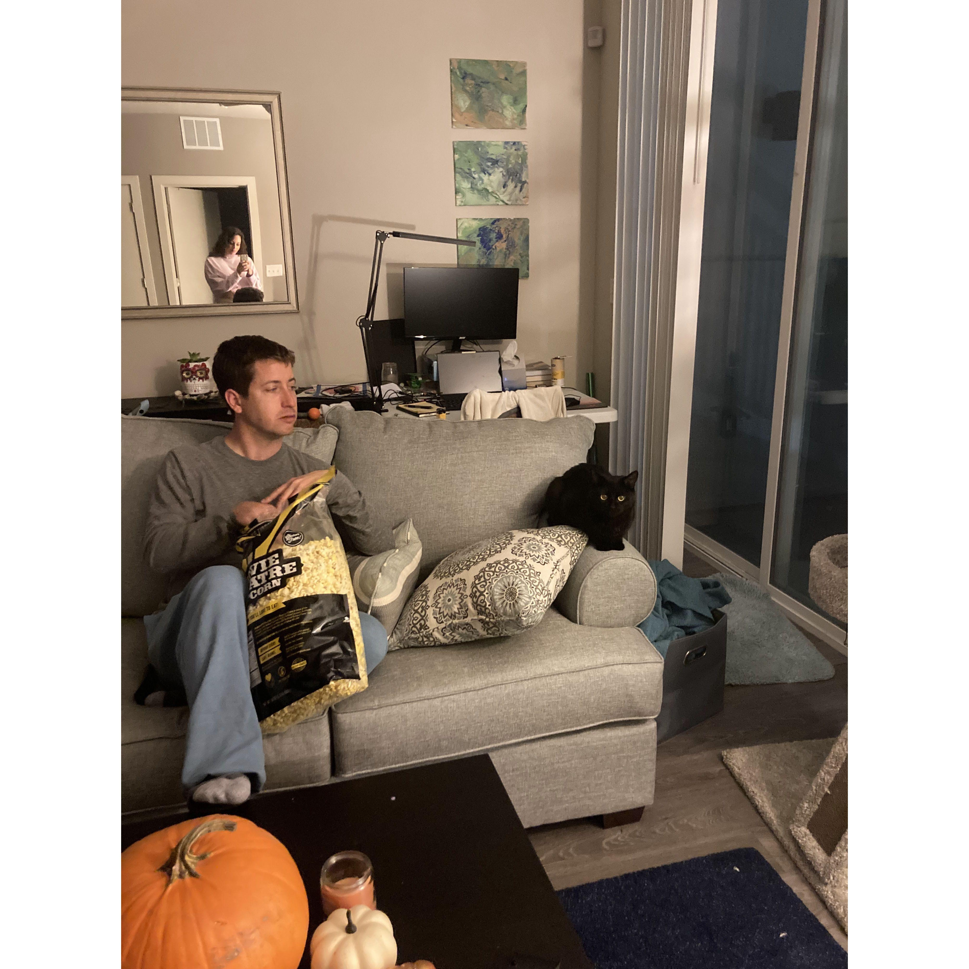 Doug continued to bond with Olive Cat (who predates him).